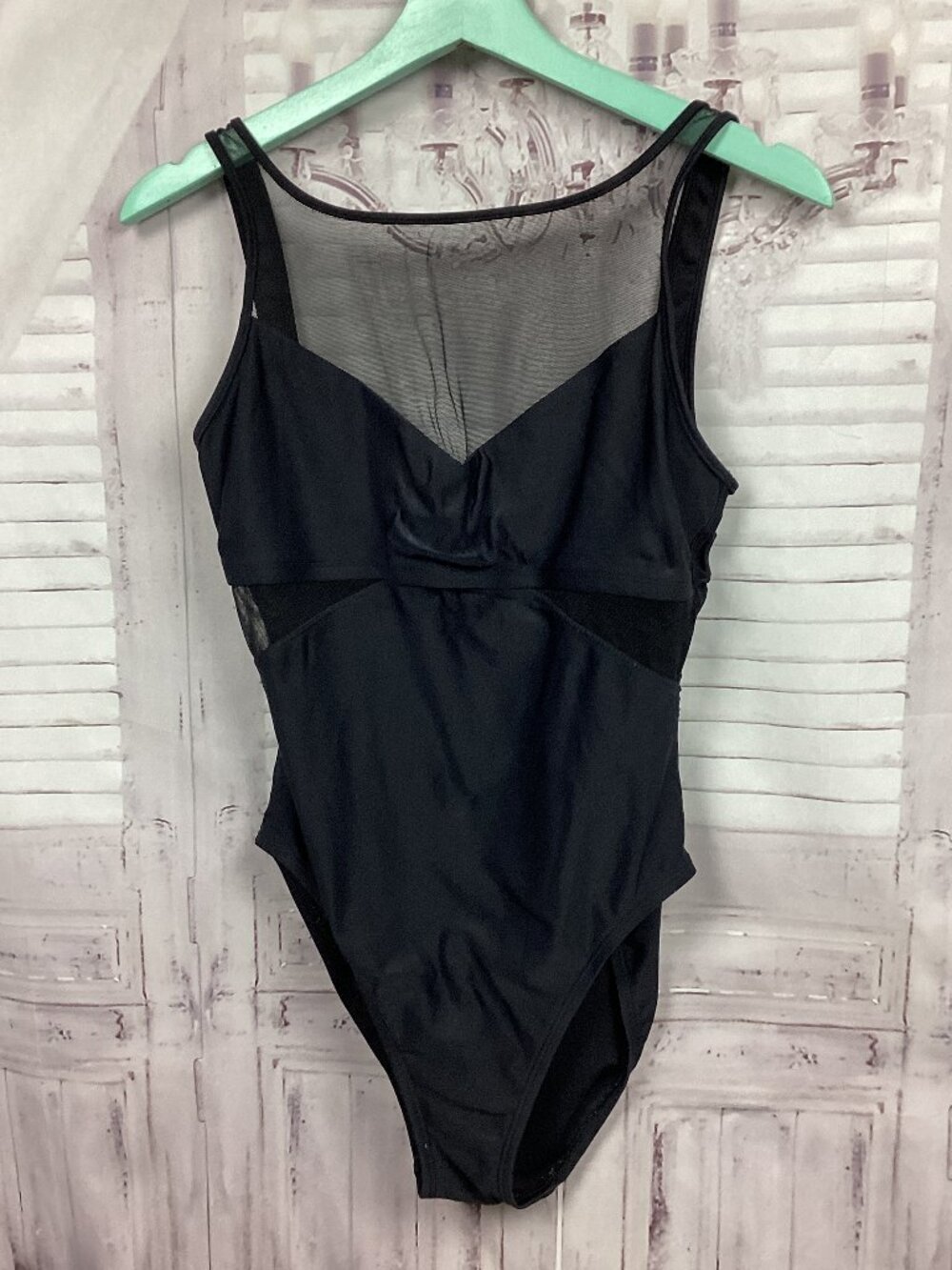 Anne Cole Mesh Insert One-Piece Swimsuit Black